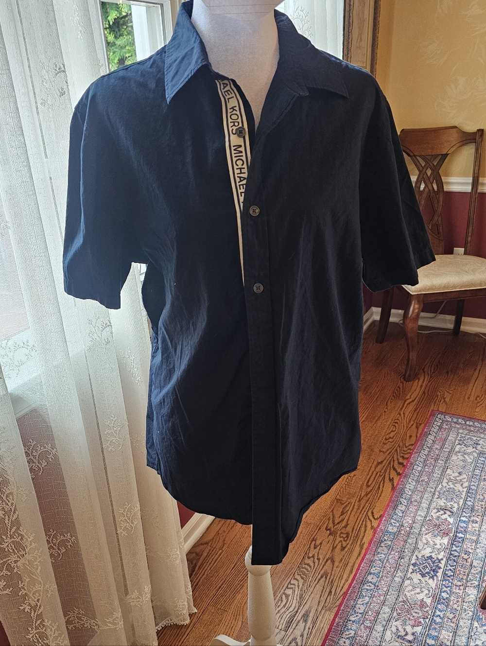 Michael Kors Navy Short-Sleeve Button-Up Shirt